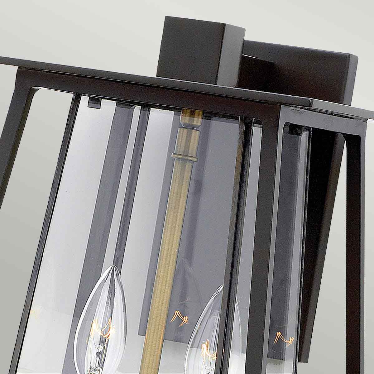 Corbenfield Transitional Outdoor Wall Lantern in Buckeye Bronze and Heritage Brass — detail view