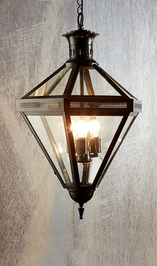 Corfe French Provincial Diamond Glass Ceiling Pendant Black