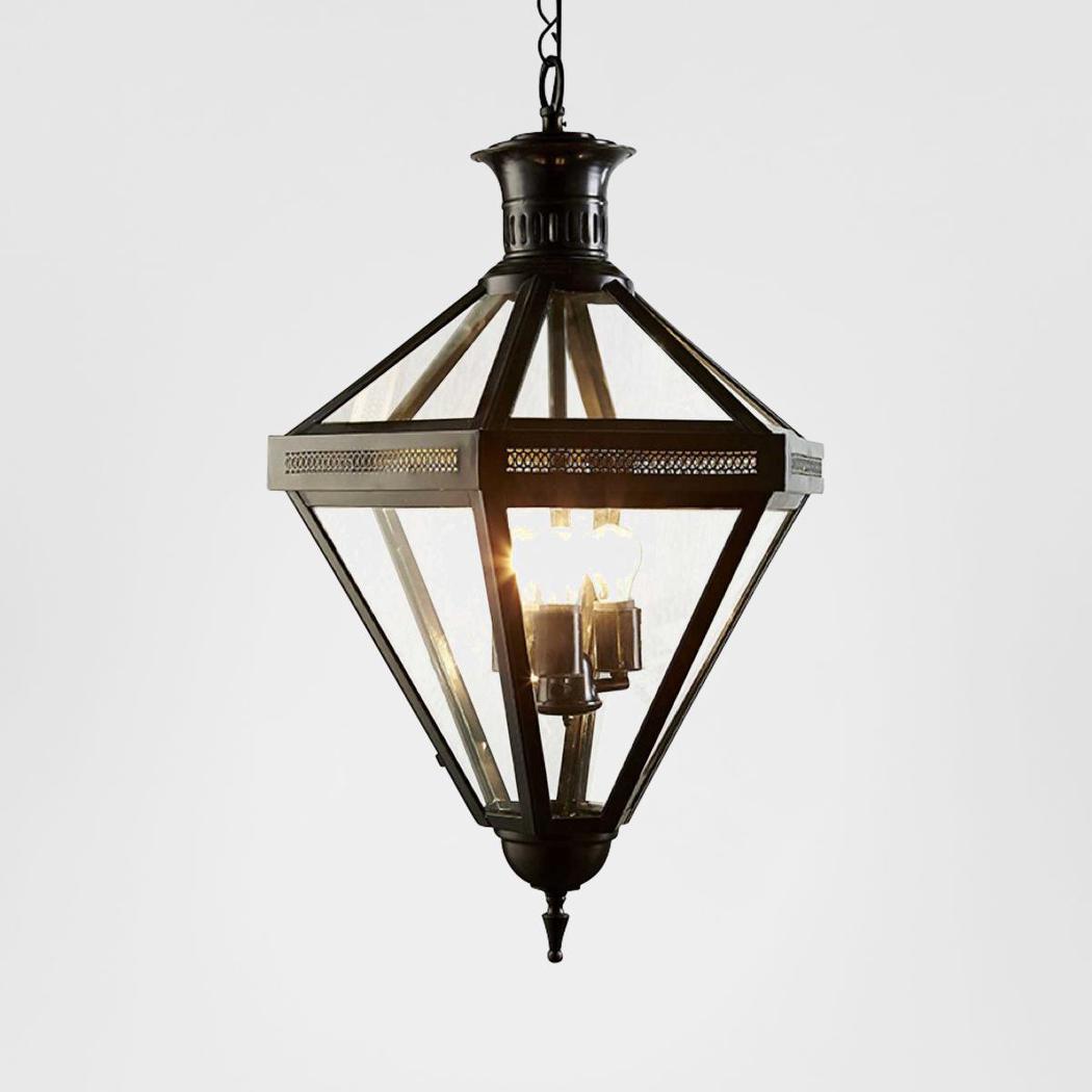 Corfe French Provincial Diamond Glass Ceiling Pendant Black
