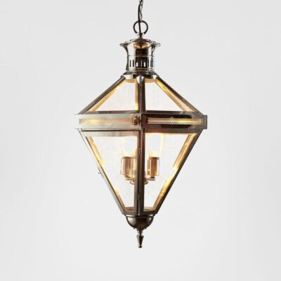 Corfe Hamptons Diamond Glass Ceiling Pendant Nickel