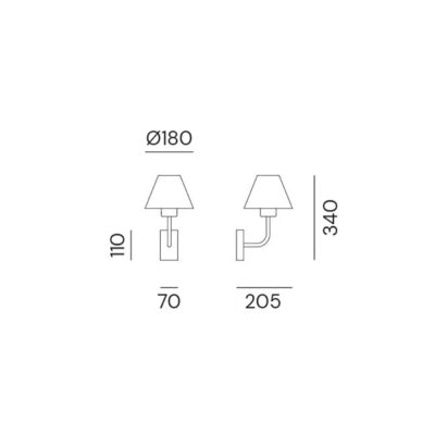 Coriano Scandinavian Outdoor Wall Light Antique Brass and Copper