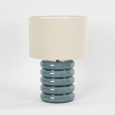 Cornwall Hamptons Ribbed Ceramic Table Lamp Blue