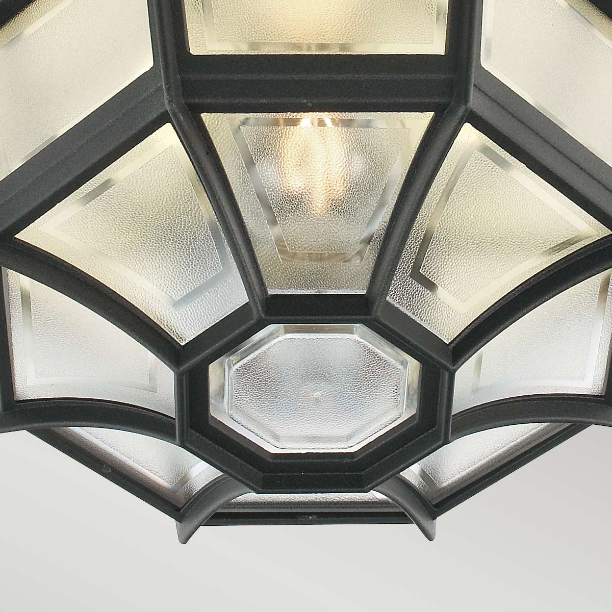 Corsemount Traditional Octagonal Outdoor Flush Light Black Corsemount Traditional Octagonal Outdoor Flush Light Black — detail view