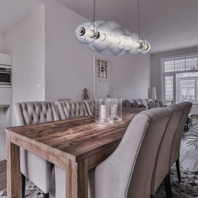 Corstable Contemporary Bubble Pendant Polished Chrome — in situ view