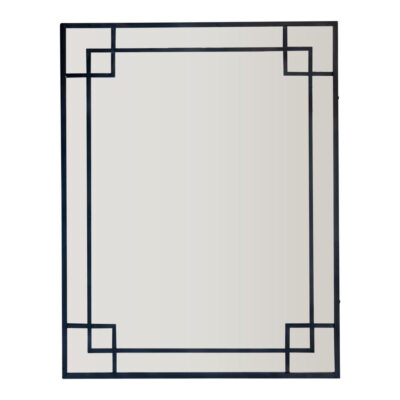 Corvane Hamptons Rectangular Mirror With Geometric Corner Detail Black