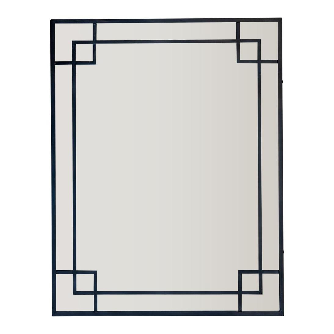 Corvane Hamptons Rectangular Mirror With Geometric Corner Detail Black