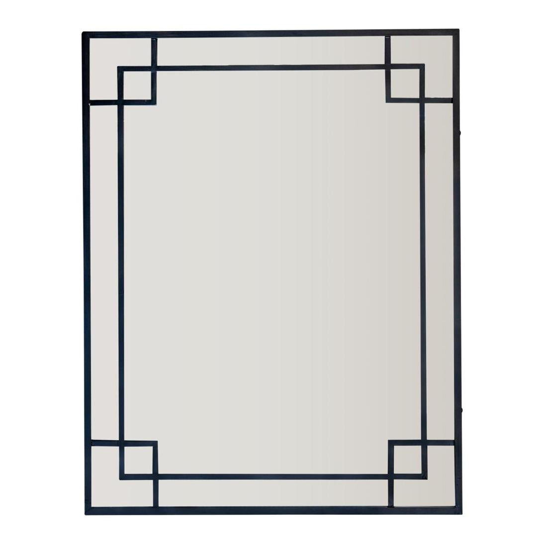 Corvane Hamptons Rectangular Mirror With Geometric Corner Detail Black