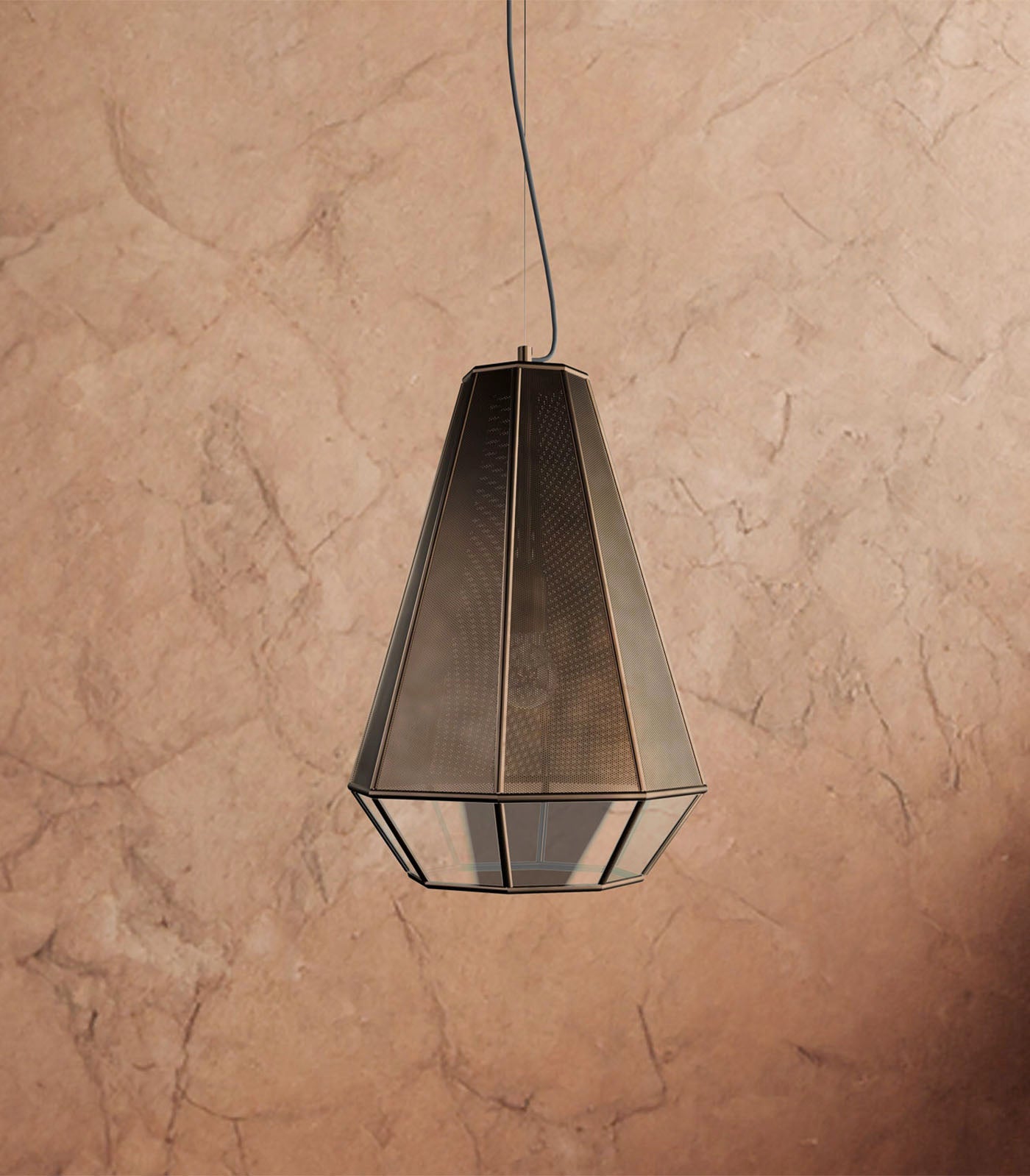 Corven Contemporary Faceted Brass Pendant Light Corven Contemporary Faceted Brass Pendant Light