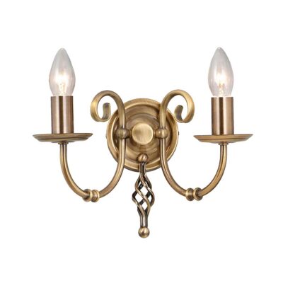 Cotehill French Provincial Twin Arm Wall Light Aged Brass