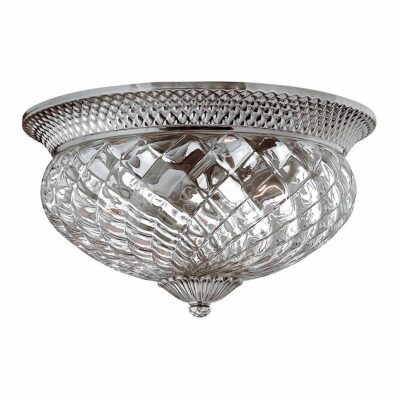 Cotesworth Grove Hamptons Pineapple Glass Ceiling Flush Polished Antique Nickel