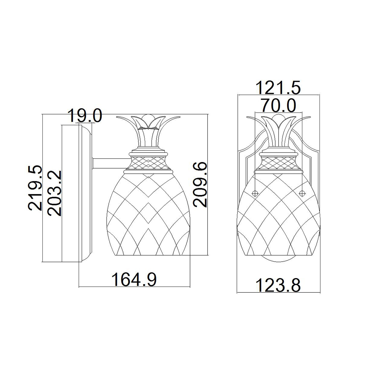 Cotesworth Grove Hamptons Pineapple Wall Light Antique Nickel Cotesworth Grove Hamptons Pineapple Wall Light Antique Nickel