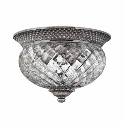 Cotesworth Grove Traditional Pineapple Glass Ceiling Flush Polished Antique Nickel
