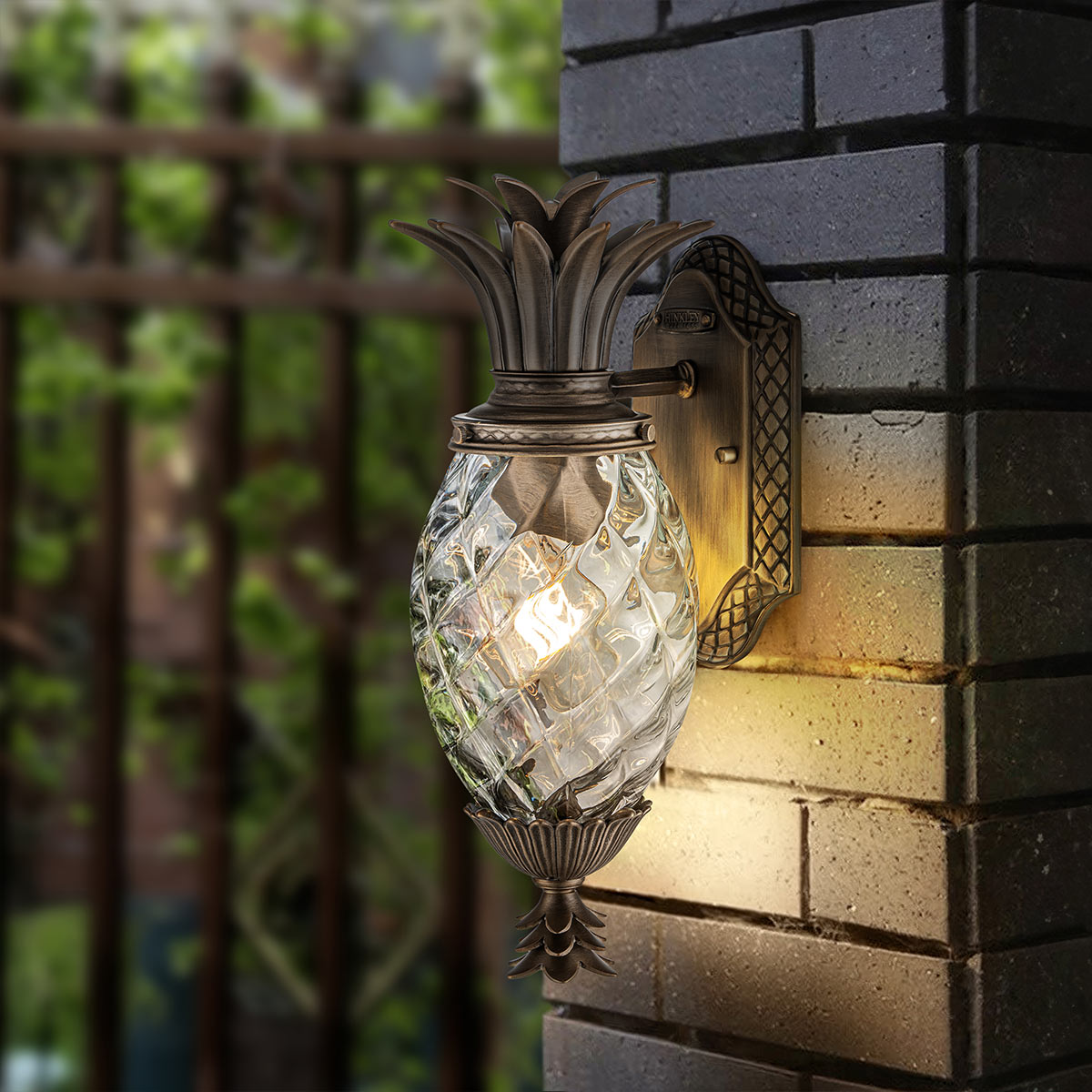 Cotesworth Grove Traditional Pineapple Outdoor Wall Light Burnished Bronze Cotesworth Grove Traditional Pineapple Outdoor Wall Light Burnished Bronze — in situ view