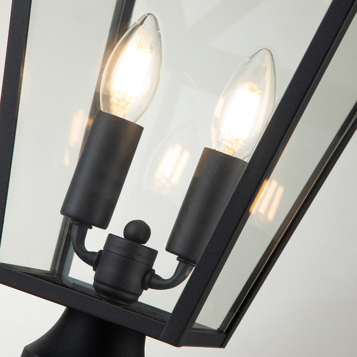 Coventry Row Heritage Outdoor Pedestal Lantern in Museum Black Coventry Row Heritage Outdoor Pedestal Lantern in Museum Black — detail view