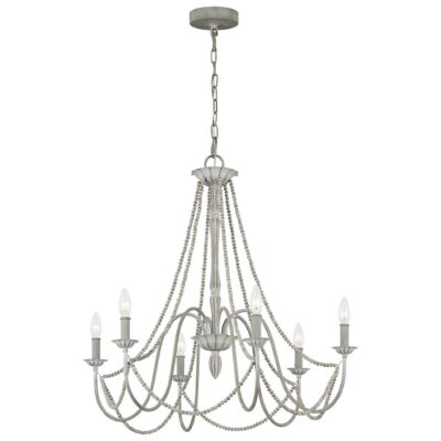 Cranbourne French Provincial 6 Light Chandelier Washed Grey