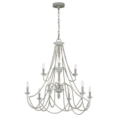 Cranbourne French Provincial 9 Light Chandelier Washed Grey