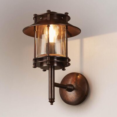 Cranwich Heritage Caged Outdoor Wall Light Dark Brass
