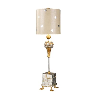 Cressida Painted French Provincial Table Lamp Cream and Silver Leaf