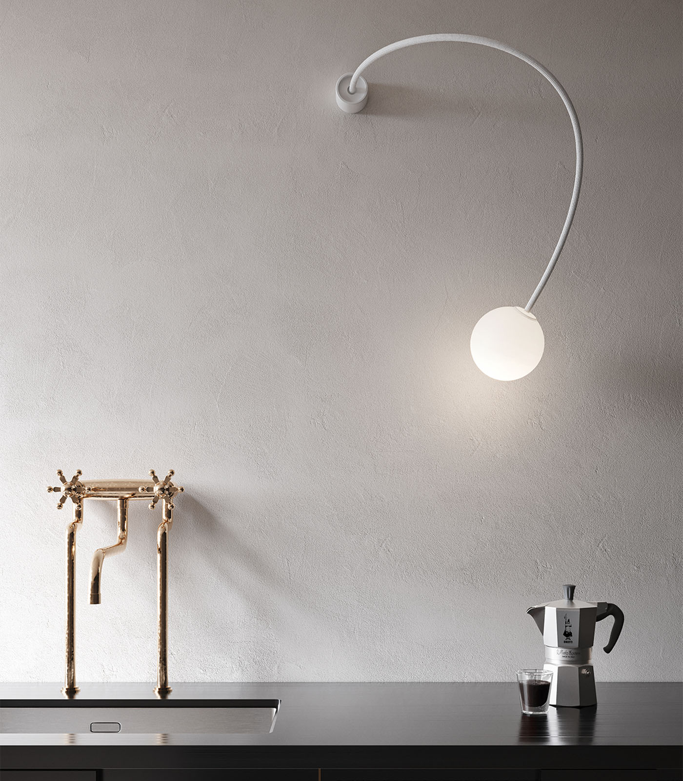 Cresthaven Contemporary Curved Arm Wall Light Matte White Cresthaven Contemporary Curved Arm Wall Light Matte White