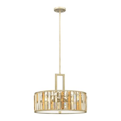 Cristelle Contemporary Crystal Drum Pendant Silver Leaf