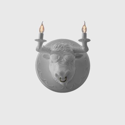 Danecourt Sculptural Bull Head Wall Light Matte White Ceramic