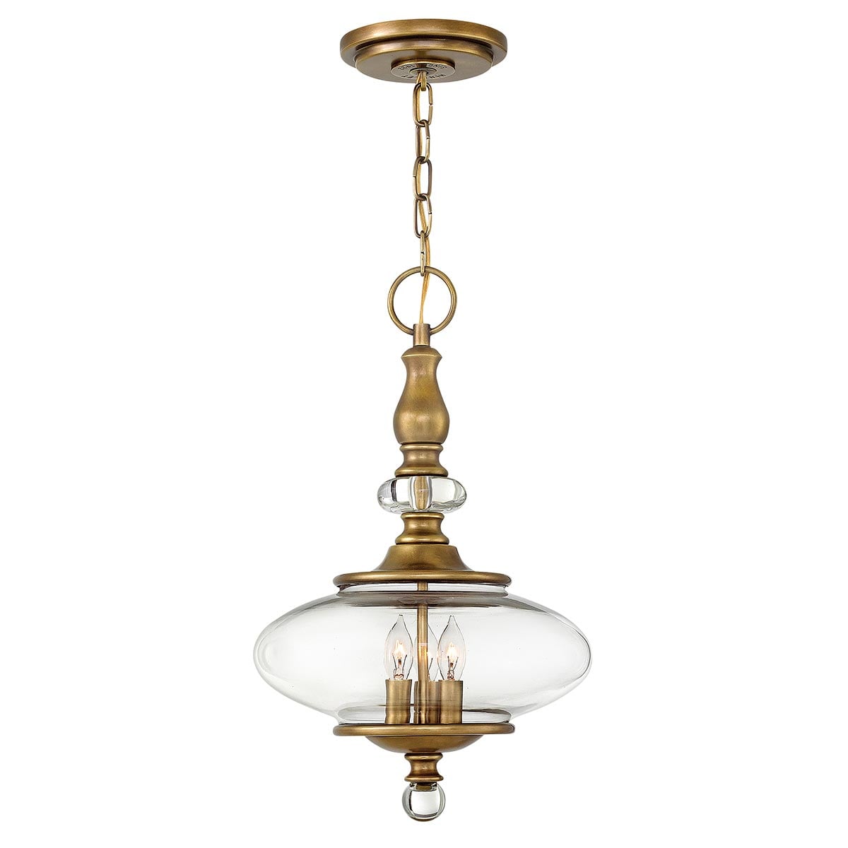 Danemoor Heritage Brass Oval Glass Pendant