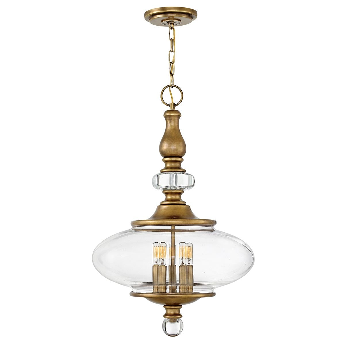 Danemoor Heritage Brass Oval Glass Pendant