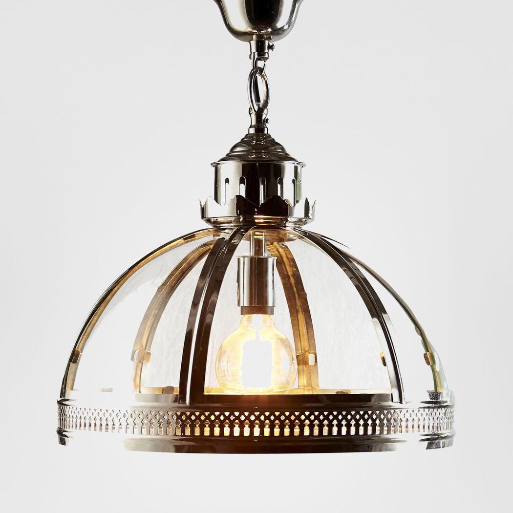 Darfield Victorian Dome Glass Pendant Nickel