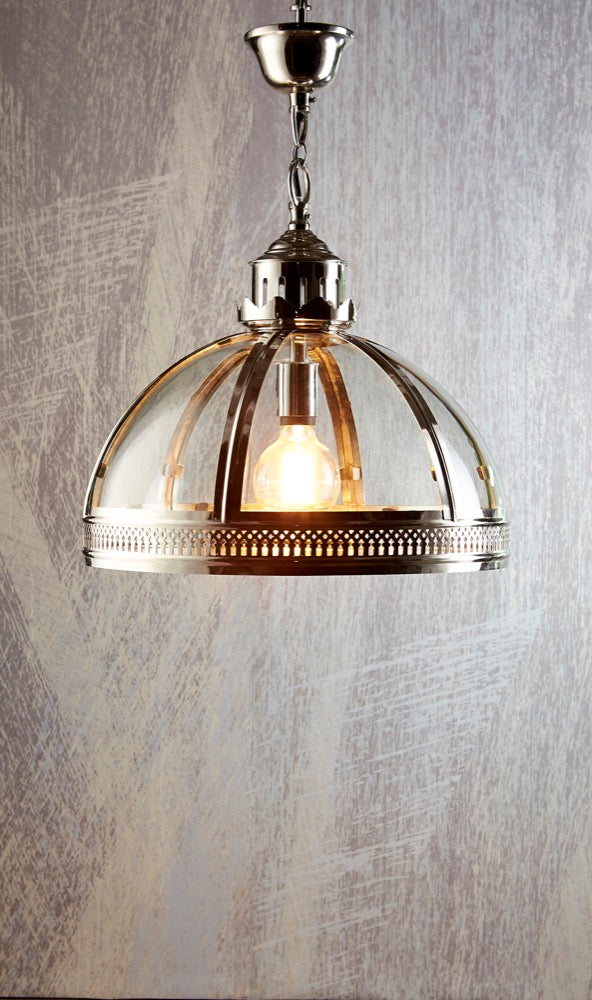 Darfield Victorian Glass Dome Ceiling Pendant Polished Nickel Darfield Victorian Glass Dome Ceiling Pendant Polished Nickel