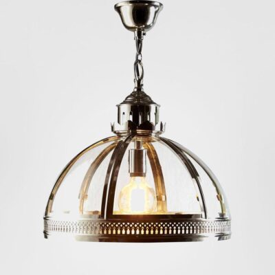Darfield Victorian Glass Dome Ceiling Pendant Polished Nickel