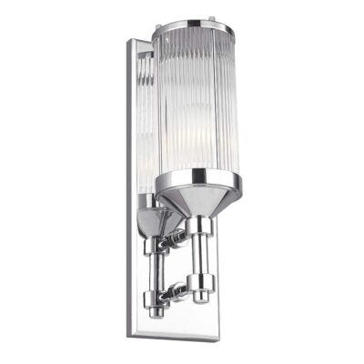 Denholme Hamptons Ribbed Glass Wall Light Chrome