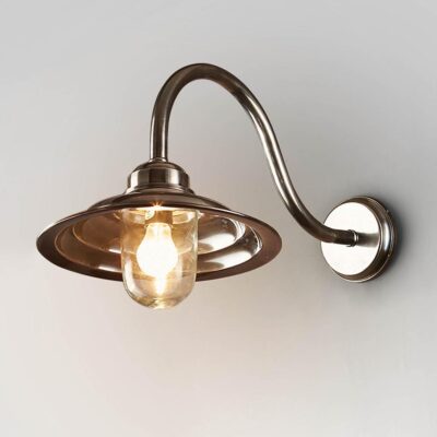 Derbyshire Heritage Gooseneck Outdoor Wall Light Antique Silver
