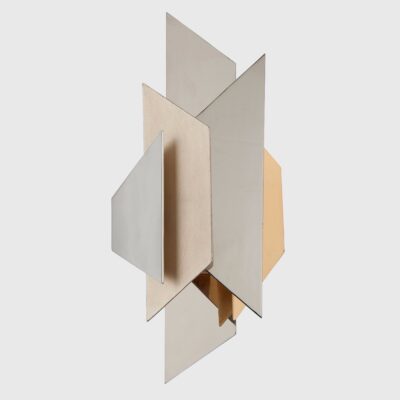 Deveraux Contemporary Faceted Metal Wall Light Silver and Gold Leaf