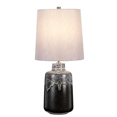 Dockmere Contemporary Ceramic Table Lamp Graphite and White Drip Glaze