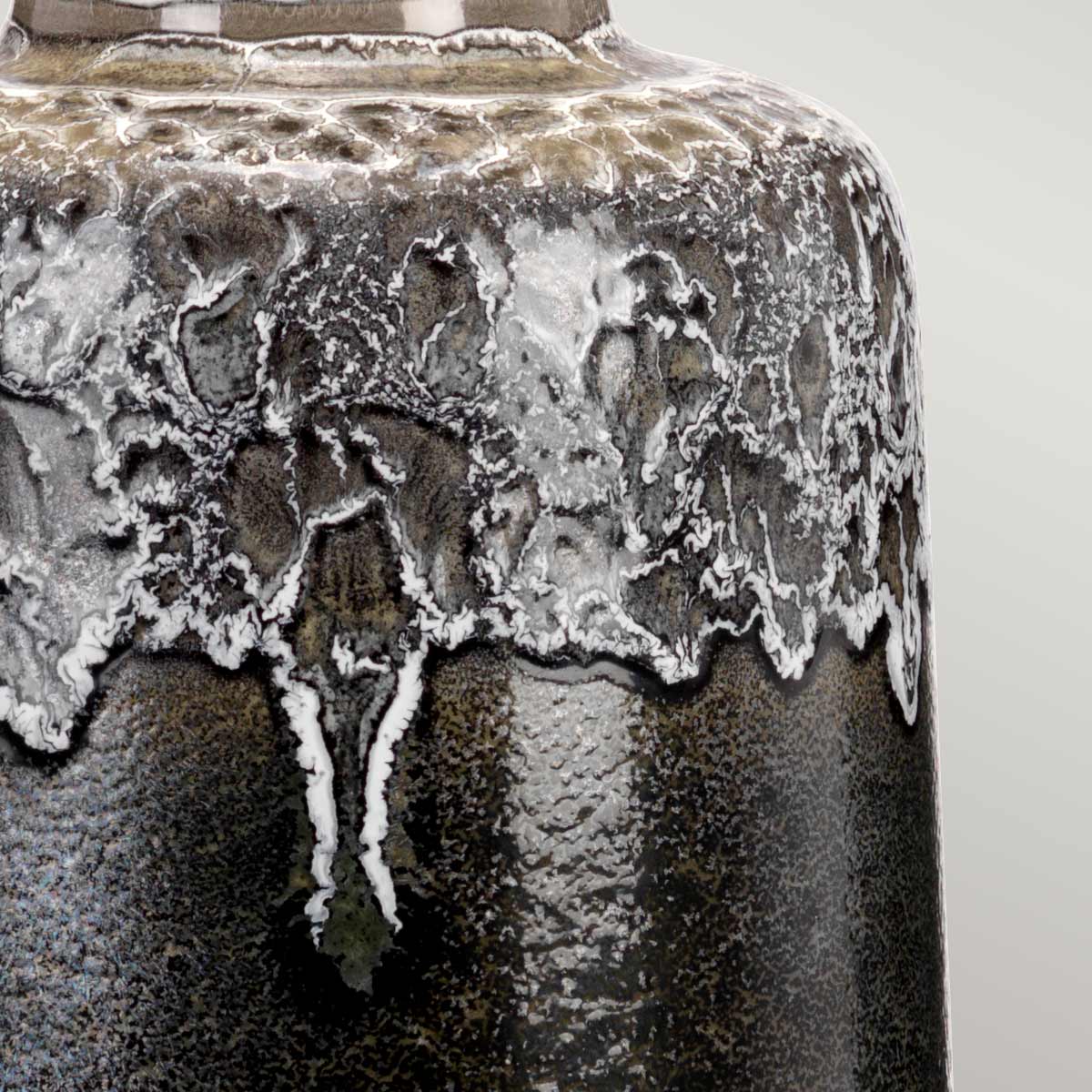 Dockmere Contemporary Ceramic Table Lamp Graphite and White Drip Glaze Dockmere Contemporary Ceramic Table Lamp Graphite and White Drip Glaze — detail view
