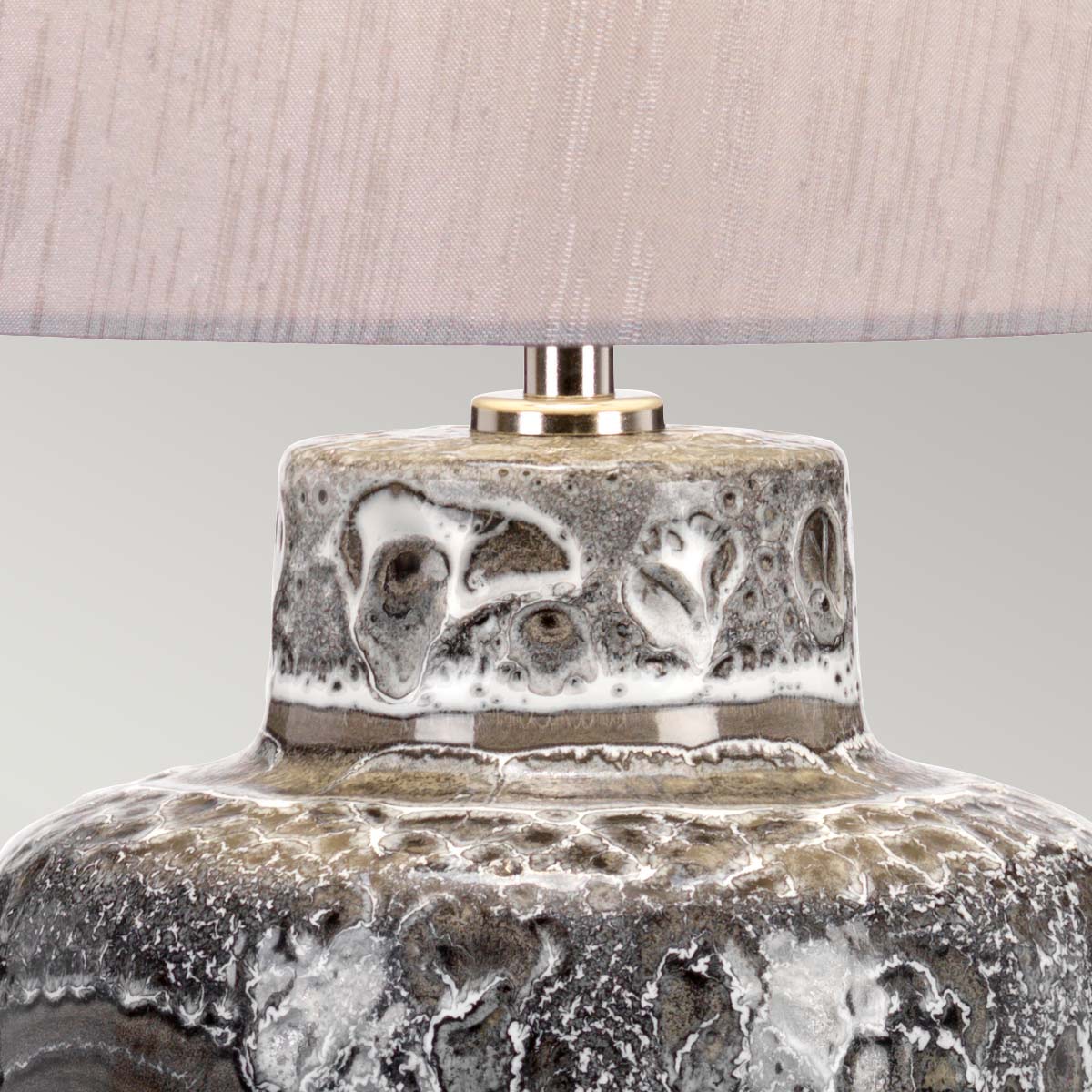 Dockmere Contemporary Ceramic Table Lamp Graphite and White Drip Glaze Dockmere Contemporary Ceramic Table Lamp Graphite and White Drip Glaze — detail view