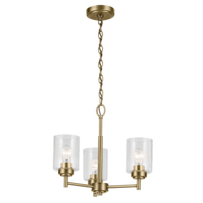 Dorchester Reach Hamptons Three Light Chandelier Natural Brass