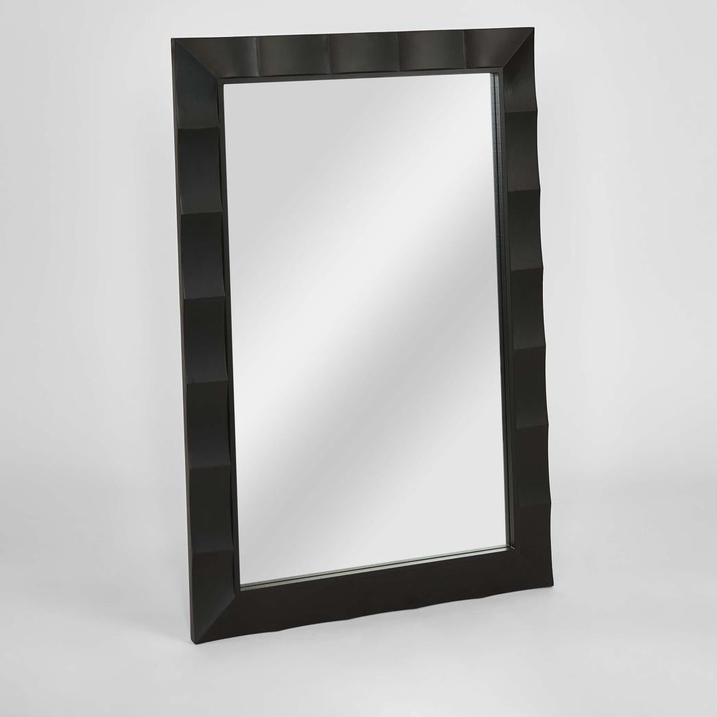 Dovecourt Art Deco Faceted Rectangle Mirror Black Dovecourt Art Deco Faceted Rectangle Mirror Black