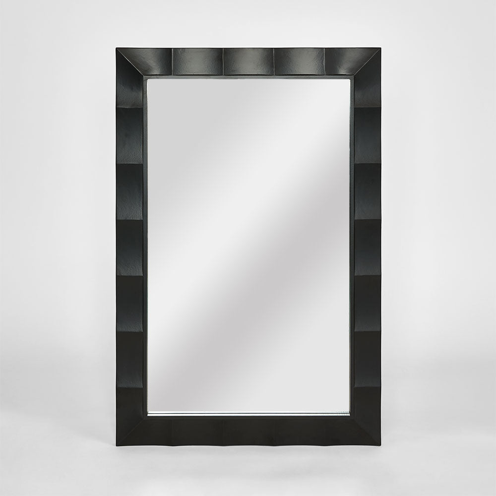 Dovecourt Art Deco Faceted Rectangle Mirror Black