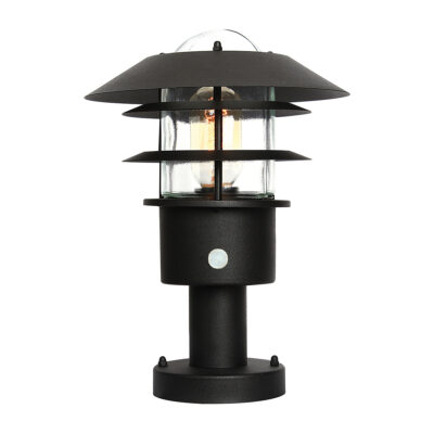 Dunmore Strait Coastal Outdoor Pedestal Lantern with PIR Sensor Black