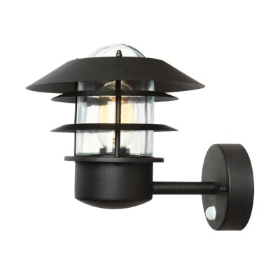 Dunmore Strait Coastal Outdoor Wall Lantern with Sensor in Black