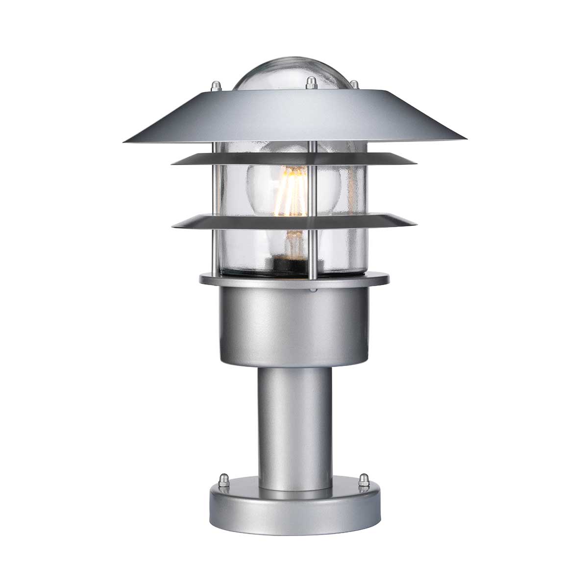 Dunmore Strait Hamptons Outdoor Pedestal Lantern Silver