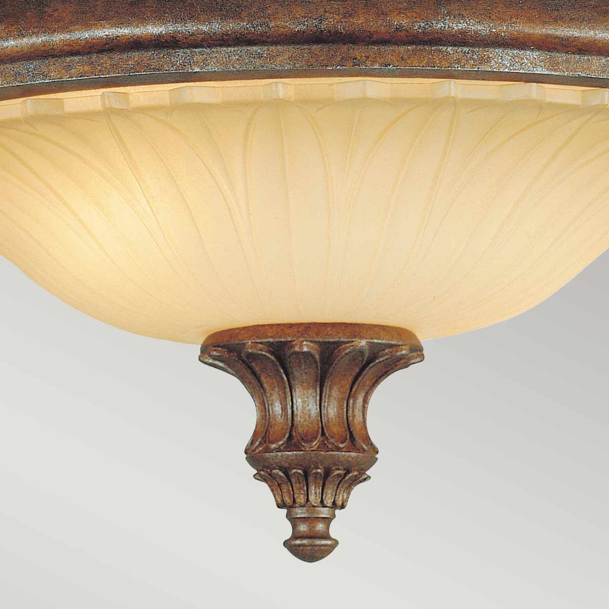 Dunraven Castle French Provincial Ceiling Flush in British Bronze Dunraven Castle French Provincial Ceiling Flush in British Bronze — detail view