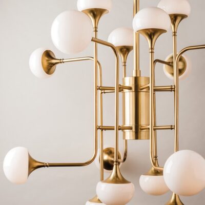 Dunstan Contemporary Multi-Arm Pendant Light Aged Brass and Opal