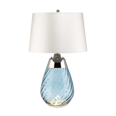 Duskwater Blue Hamptons Table Lamp Blue-Tinted Glass with Off-White Shade