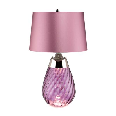Duskwater Plum Twisted Glass Table Lamp with Heather Shade