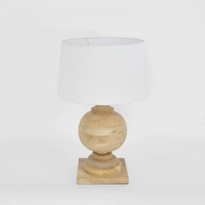 Eastgate Hamptons Sphere Table Lamp Natural Timber With White Shade