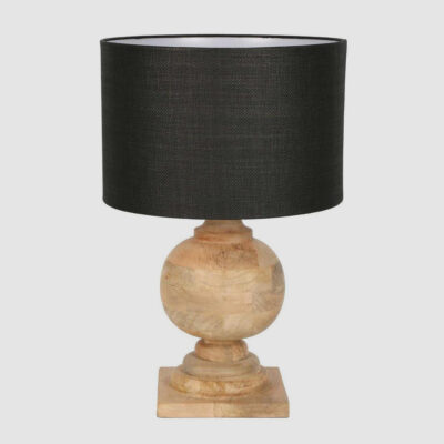 Eastgate Turned Wood Table Lamp Natural With Black Shade