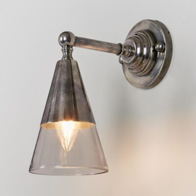 Eldridge Traditional Wall Light With Glass Shade Antique Silver