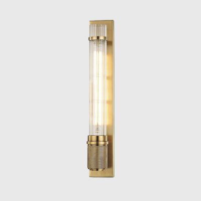 Ellersby Fluted Glass Wall Light Aged Brass